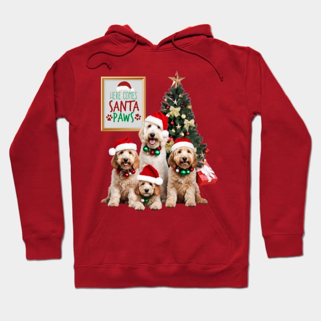 Here Comes Santa Paws Doodle Style! Hoodie by Doodle and Things